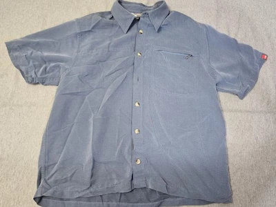 Camisa The North Face Para Hombre Azul Mediana Manga Corta Senderismo Cremallera Bolsillo Exterior Foto 1 de 4