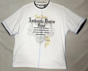 Paco Jeans T Shirt Graphic 100% Cotton Hip Hop White Gold Streetwear Mens XL - Picture 1 of 7