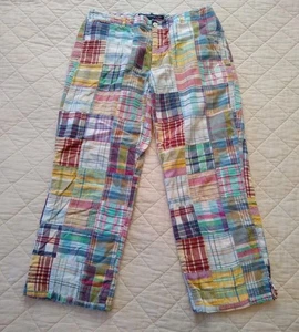 Pantalones a Cuadros Vintage Ralph Lauren Deportivos Patchwork Madrás Para Mujer 6 Capri Preppy - Imagen 1 de 9