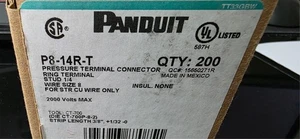 Panduit, P8-14R-T Ring Lug,  1/4 Stud,  Gauge 8 AWG Crimping, QTY 150 - Picture 1 of 2