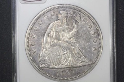 1859-S Seated Liberty Dollar, mintage 20,000 Soapbox ANACS AU-50 - Image 1 of 3