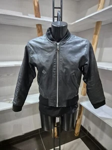 FASHION MILAN ITALY giacca in vera pelle usato uomo man tg s nero XYR607L - Picture 1 of 11