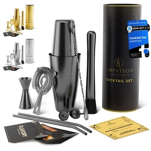 EMPATION Cocktail Shaker Black 9-piece Cocktail Set with 825ml Boston shaker - Picture 1 of 3