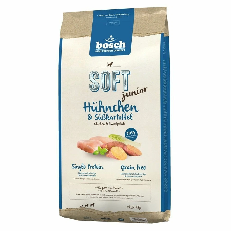 2 x 12,5 kg BOSCH Soft Junior Hühnchen & Süßkartoffel Hundefutter - Bild 1 von 1
