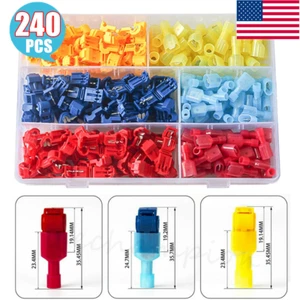 240PCS T-Taps Quick Splice Wire Connectors Insulated Spade Terminal Kit 22-10AWG - Picture 1 of 12