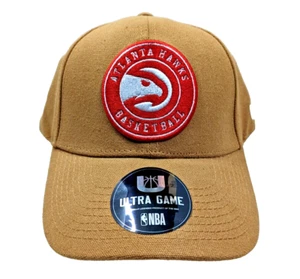 NBA Atlanta Hawks Embroidered Raised Logo Ultra Game Adjustable Hat Tan - Picture 1 of 8