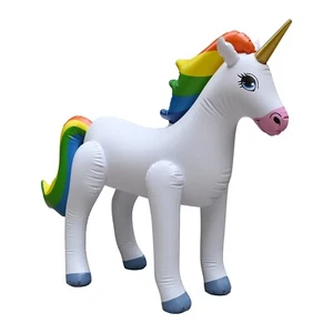 Unicornio arco iris inflable Jet Creations 40" de largo para niñas decoración de fiestas - Imagen 1 de 10