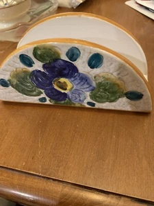 Hand Painted Napkin Holder From Larce Orvietro Ceramics Italy - Picture 1 of 6