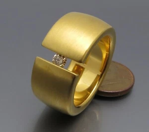 DISEÑO NEUMÁTICO - ELEGANTE ANILLO TENSOR BRILLANTE - DE ORFEBRERÍA PROPIA - Imagen 1 de 5