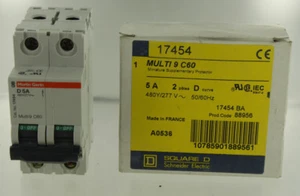 SQUARE D MERLIN GERIN MG17454 SUPPLEMENTARY PROTECTOR 480Y/277V 5A 2P NEW - Picture 1 of 1