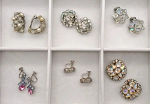 Lote de pendientes de colección a la actualidad diamantes de imitación aurora boreal cristales clip tornillo - Imagen 1 de 7