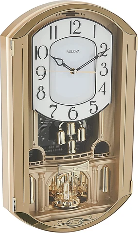 Golden Music Strike & Chime Wall Clock, Gold Cover