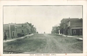 Cartolina Main Street George Iowa IA negozio di legname c1910 - Foto 1 di 2