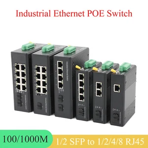 1PCS Gigabit SFP Industrial Converter 1/2 SFP to 1/2/4/8 POE Transceiver 1000M - Picture 1 of 14