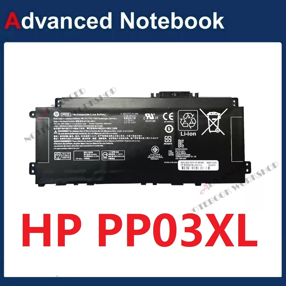Genuine Original PP03XL Battery HP Pavilion x360 13-BB 14-DW 14-DV 14-DK 15-EH - image 1 of 1