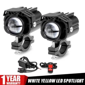 2PC LED Motorcycle Spot Light Auxiliary Headlight Driving Fog Lamp Yellow White - Bild 1 von 18
