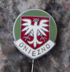 Distintivo spilla stemma araldico vintage Gniezno aquila città polacca Polonia - Foto 1 di 2