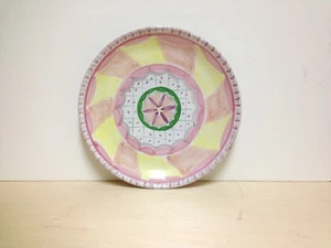 Large LA MUSA Italian Majolica Ceramic Serving Platter/ Plate Pink/Yellow Flower - Picture 1 of 7