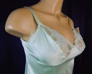 VTG NOS JCPenney Womens Light Green Nylon Full Slip Lace Trim Size 34 Made USA - Picture 1 of 18
