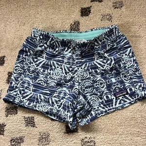 Patagonia Youth Kids Baggie Short Small Blue Tribal Pattern 6-7  - Picture 1 of 4
