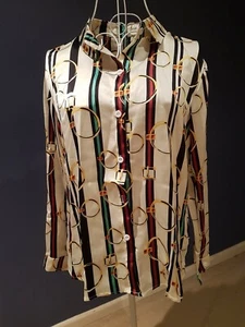 NEW Women Classic Fashion Blouse Shirt Top Collared Long Cuff Sleeve Sz 12 L - Picture 1 of 4