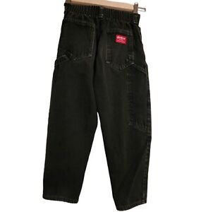 Boys Black OshKosh Jeans Pants Size 6R 100% Cotton Carpenter Hammer Loop