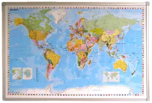 Weltkarte Pinnwand XL mit Alurahmen DEUTSCH Pinwand Pinnboard Korkboard World - Bild 1 von 1