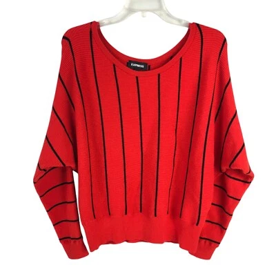 Suéter Express Rojo Negro Rayas Y2K Mangas Dolman, Para Mujer Talla L Foto 1 de 4