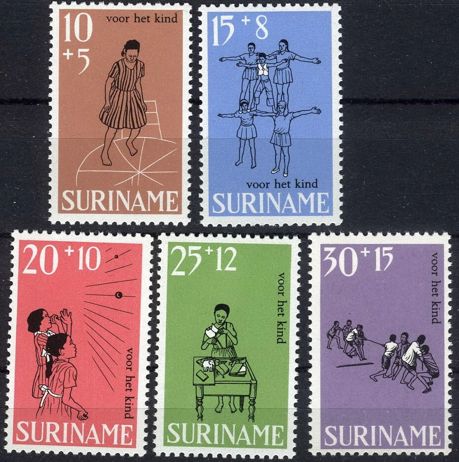 Suriname 1968 Children Playing Child Welfare MNH (SC# B147-B151) - Image 1 of 1