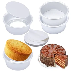 3 Pack 6 Inch Round Non Stick Cake Pan with Removable Bottom for Oven Baking - Picture 1 of 7