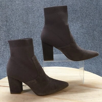Steve Madden Boots Womens 8.5M Reece Sock Bootie Gray Fabric Pull On Block Heels - Image 1 of 4