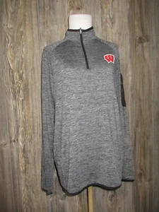 Wisconsin Badgers Colosseum Men's Small S 1/4 Zip Pullover Shirt Gray Black - Picture 1 of 12