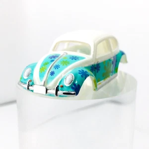 Dash Motorsports VW Beetle Body, White / Teal, Fits Aurora TJet Chassis - Picture 1 of 7