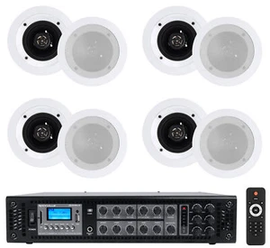 Rockville RCS180-6 70v Commercial Amplifier w/Bluetooth+(8) 4" Speakers in White - Picture 1 of 12