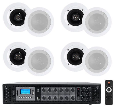 Rockville RCS180-6 70v Commercial Amplifier w/Bluetooth+(8) 4" Speakers in White - Image 1 of 4