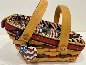 Longaberger All American 1996 Summertime Basket+Prot+Liner | AMERICANA PATRIOTIC - Picture 1 of 9