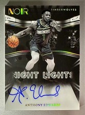 2022-23 Panini Noir Night Lights Auto Anthony Edwards  /25 On Card Timberwolves