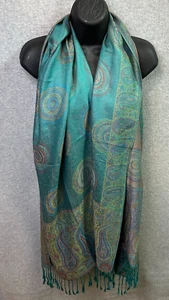 100 % Kaschmir Schal Hergestellt in Jerusalem Blau Paisley Halstuch 27 x 34 Zoll - Bild 1 von 12