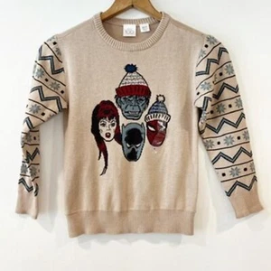 Disney 100 Kid's Marvel Hulk Spiderman NEW Sweater Pullover Tan Blue Sm Unisex - Picture 1 of 8