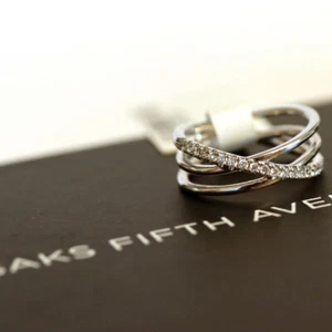 ROBERTO COIN NEU 18K Weißgold & Diamant Crossover Ring 6,5 - Bild 1 von 10