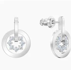 Swarovski FURTHER DROP PIERCED EARRINGS, WHITE, RHODIUM PLATED - Picture 1 of 2