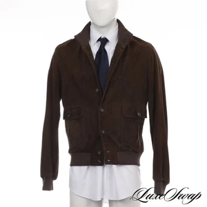 #1 MENSWEAR Valstar Made Italy Khaki Green Chevre Suede Blouson Bomber Coat 52 - Picture 1 of 7