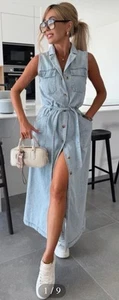 Denim Button Long Dress Size M - Picture 1 of 6