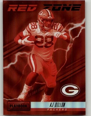 2022 Panini Playbook AJ Dillon Red Zone #RZ-15 Green Bay Packers - Image 1 of 2