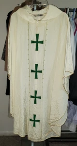 VÊTEMENT CHASUBLE VINTAGE PRÊTRE CLERGÉ L'ART SACRE CANADA - Photo 1/9
