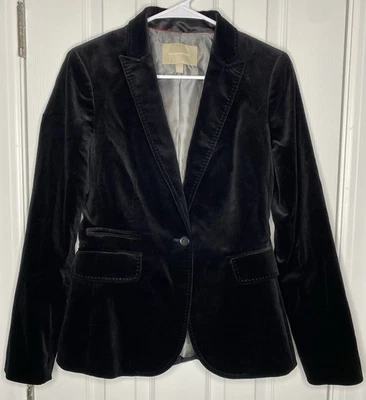 Blazer de terciopelo Banana Republic para mujer de un solo botón negro talla 4 Foto 1 de 4
