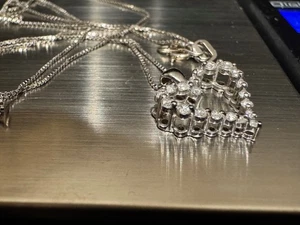 Vintage Orla Vagn Mogensen 14K White Gold Diamond Heart Pendant and 20" Chain - Picture 1 of 14