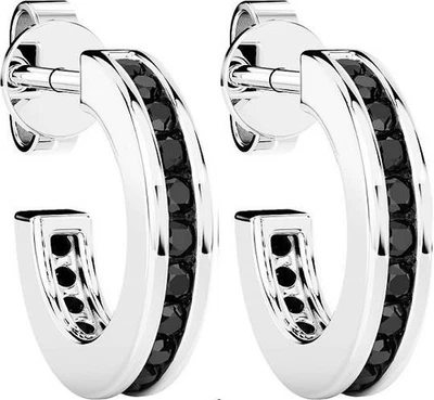 Orecchini cerchio Zancan da uomo in Argento e Spinelli neri Ref. ESO003-NE - Immagine 1 di 2