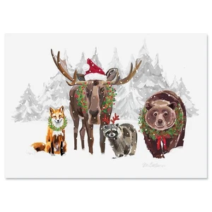 Forest Folk Personalized Christmas Cards - Set of 18 Holiday Greeting Cards, ... - Picture 1 of 7