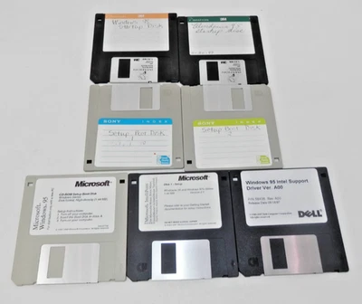 Microsoft Windows 95 Software 3.5" Floppy Disk Lot • Setup Boot Support Driver - Image 1 of 4